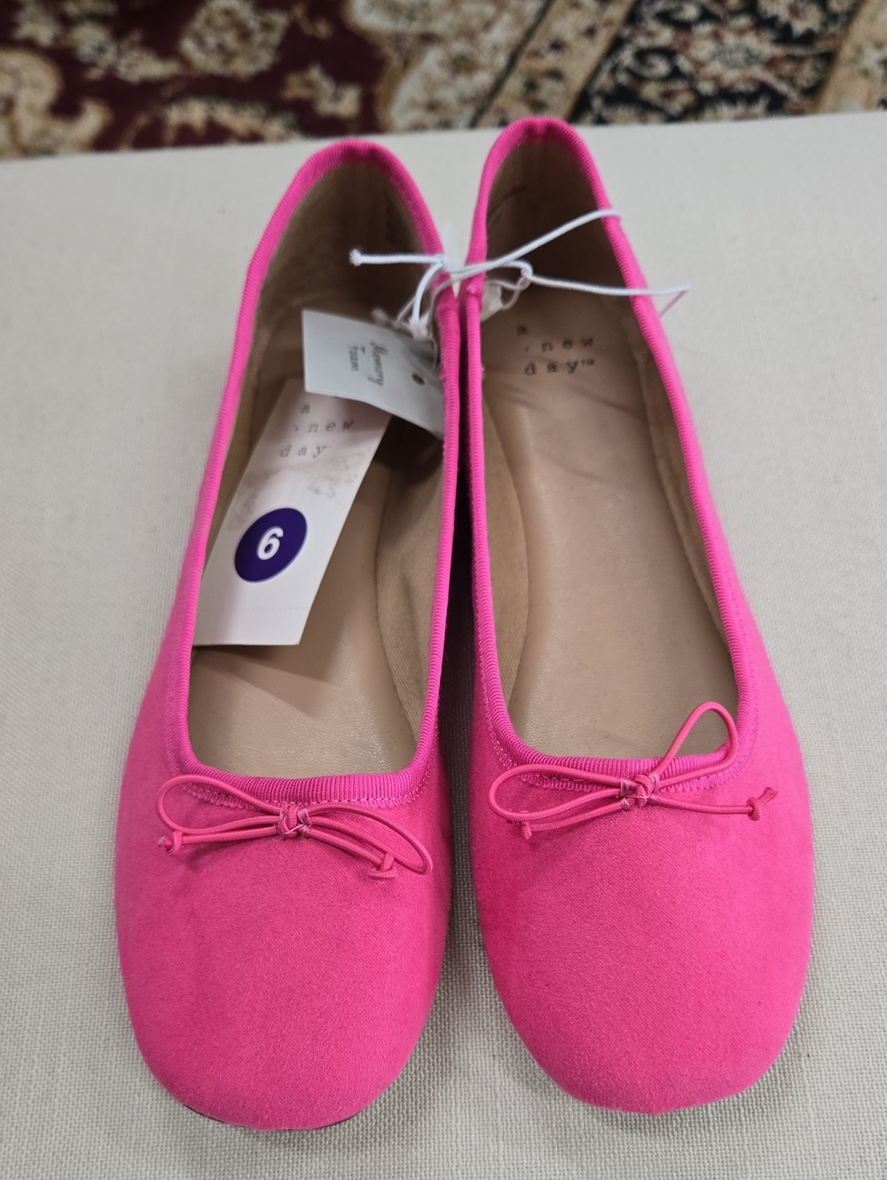 a new day Bright Pink Ballet Flats with Bow Detail